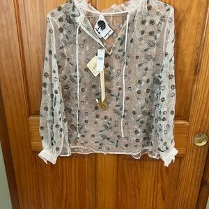 Embroidered sheer blouse